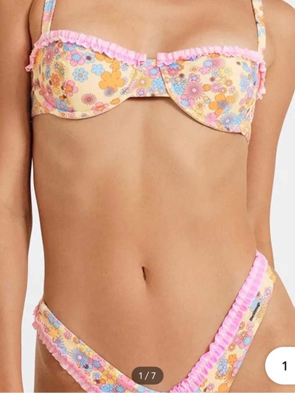 BLACKBOUGH Picnic Party Frilled Ruffle Bikini Set in Pastel Yellow & Pink